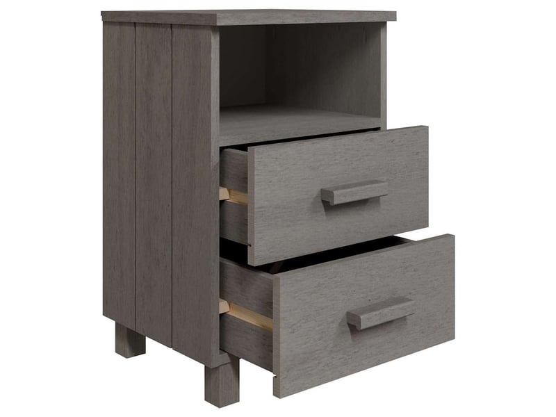  Lot de 2 tables de chevet - cabinet de chevet - table de nuit hamar gris clair 40x35x62 cm bois massif  - Conforama E
