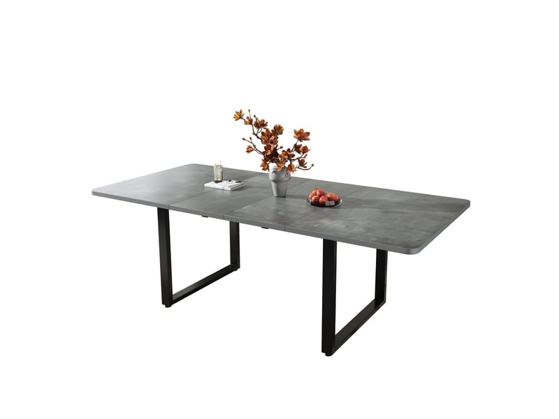 Table à manger extensible, 140-180-220x80 cm, 6-10, design moderne, repas, plateau mdf, piètement métal, coloris gris - Conforama A