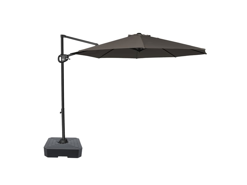 Axi solea parasol déporté rond avec pied de parasol, ø 300 cm, antracitetaupe| parasol de jardin terrasse, toile anti-uv, indice upf 30+ | housse de protection inclus - Conforama A