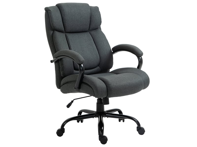  Chaise de bureau ergonomique pivotante avec accoudoirs rembourrés, supportant jusqu'à 220 kg, grise  - Conforama B