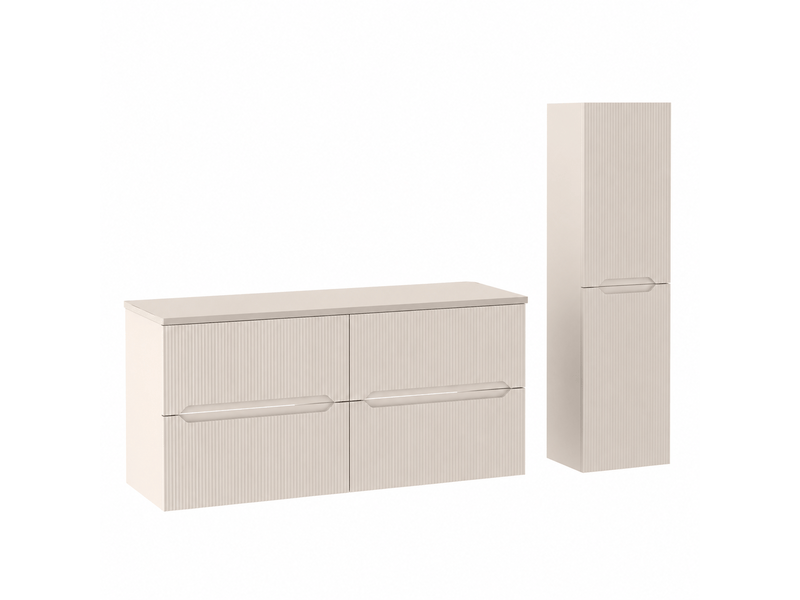  Ensemble double meuble sous vasque avec plan et colonne novo l.120 cm cachemire mat  - Conforama A