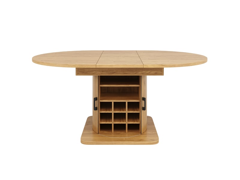  Table à manger extensible avec rangement 118-158x118x76 cm mdf brun clair  - Conforama E