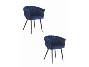Chaise - leobert - orion - velours bleu marine - 61 x 55 x 79 cm - lot de 2
