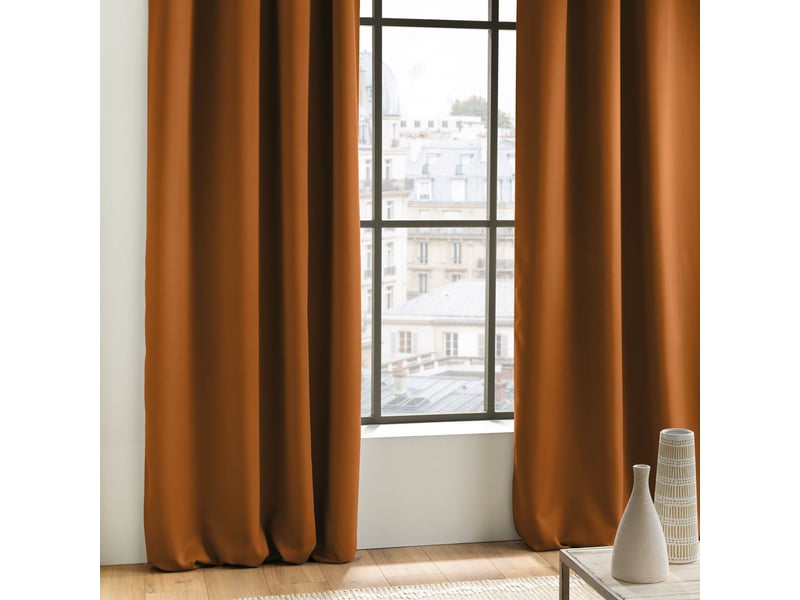  Lot de 2 rideaux à œillets grande hauteur 135 x 280 cm occultants unis occult camel  - Conforama D