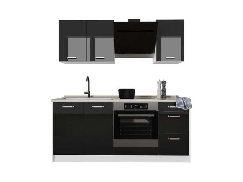  Vicco cuisine, noir haute brillanceblanc, 180cm sans plan de travail  - Conforama E