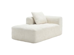 Méridienne en chenille avec coussin et poches latérales, assise souple rembourrée à rebond rapide, beige