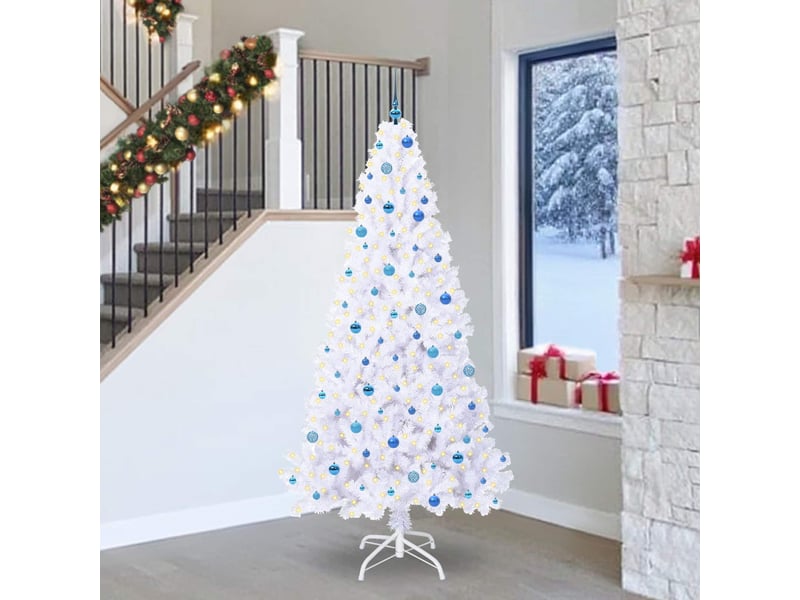  Sapin de noël artificiel, arbre de noël avec 300 led blanc 240 cm pvc et acier shl4109  - Conforama B