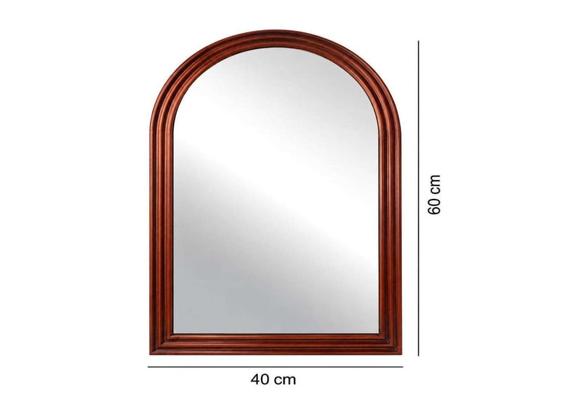  Grand miroir mural forme dôme arche 40x60 cm verre trempé hd – miroir contemporain étanche et anti-oxydation avec cadre décoratif rouge bordeaux pour salle d'eau  - Conforama E