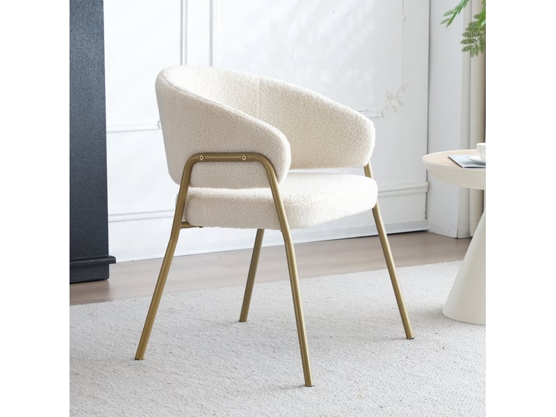  Chaise salle à manger 49x48x78 cm blanc, dossier englobant en métal ajouré, 4 pieds en métal  - Conforama D