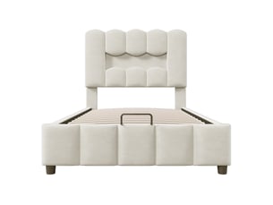 Lit coffre 90x200 cm <strong>ZOVIRA</strong> <strong></strong> coloris beige