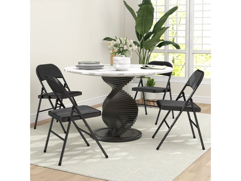  Chaises pliantes lot de 4 avec assise rembourrée - lpospi - dossier textile, métal, bureaurepas - noir  - Conforama B