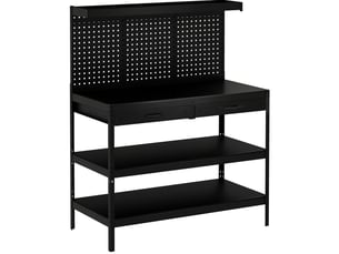 Établi d'atelier 122 x 61 x 156 cm noir, acier, panneau perforé, avec 2 tiroirs et étagères réglables
