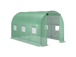 Serre de jardin tunnel 350 x 200 x 200 cm verte en pe avec armature acier et fenetres d'aeration laterales