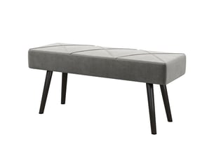 Banc capitonné en velours avec pieds en acier, 100 x 36 x 45 cm, gris