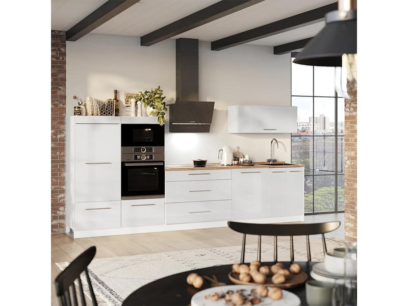 Vicco cuisine, blanc haute brillanceblanc, 340cm sans pt - Conforama C
