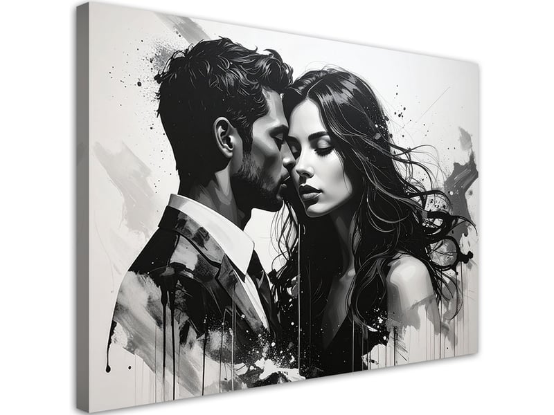  Tableau moderne, portrait romantique d'un couple amoureux en noir et blanc 60x40 1312613361 - Conforama A