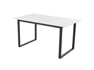 Table de salle à manger extensible en mdf effet marbre avec piètement métal 140180×80×75 cm blanche