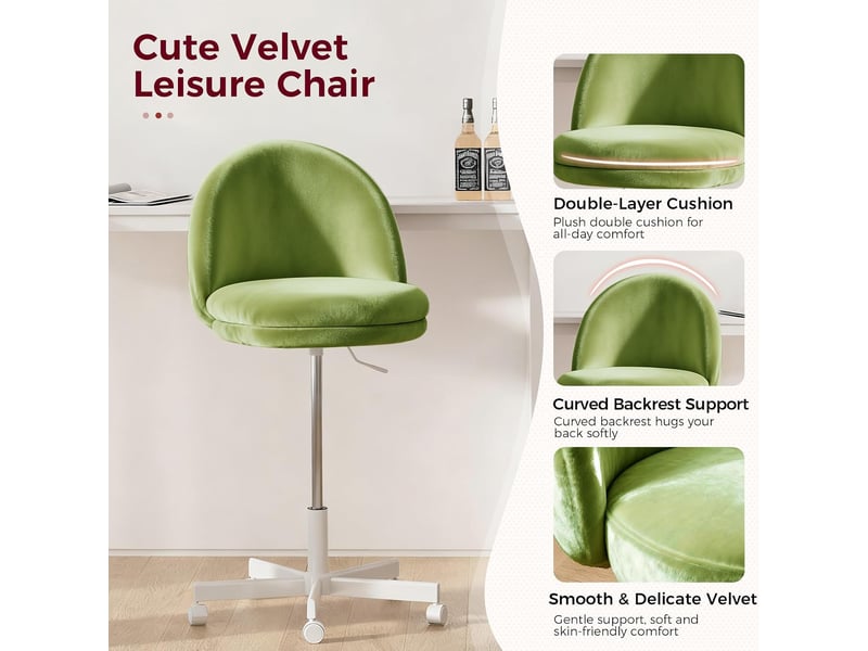  Gtplayer chaise de bureau domestique sans accoudoirs, avec dossier, hauteur réglable, velours - vert CH710-GE-VL - Conforama D