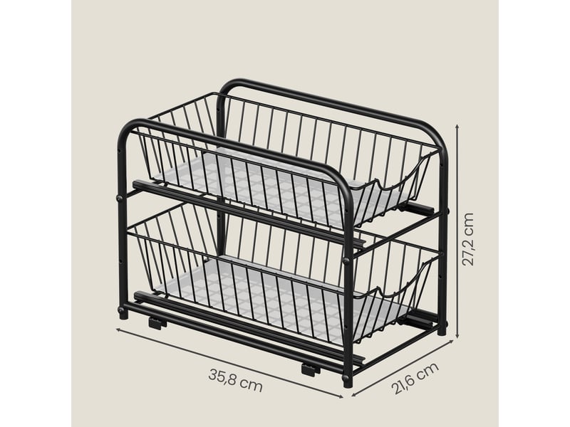 Organiseur de cuisine lot de 1, rangement sous évier empilable avec tiroirs, 36,9 x 21,6 x 27,2 cm, noir - Conforama D