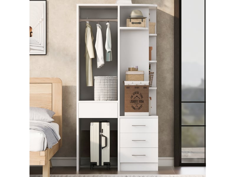  Armoire 70x55x175 cm avec tiroirs mdf blanc  - Conforama C