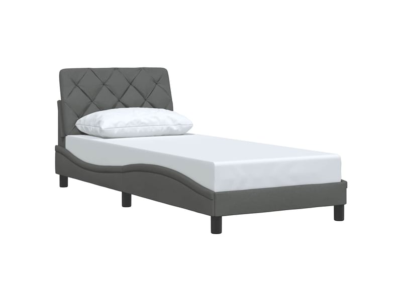  Lit simple- lit adulte -  cadre de lit sans matelas gris foncé 90x200 cm tissu  - Conforama B