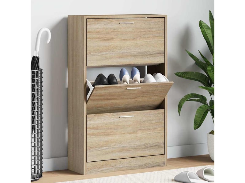  Meuble à chaussure, armoire à chaussures chêne sonoma 63x24x103cm bois d'ingénierie  - Conforama B