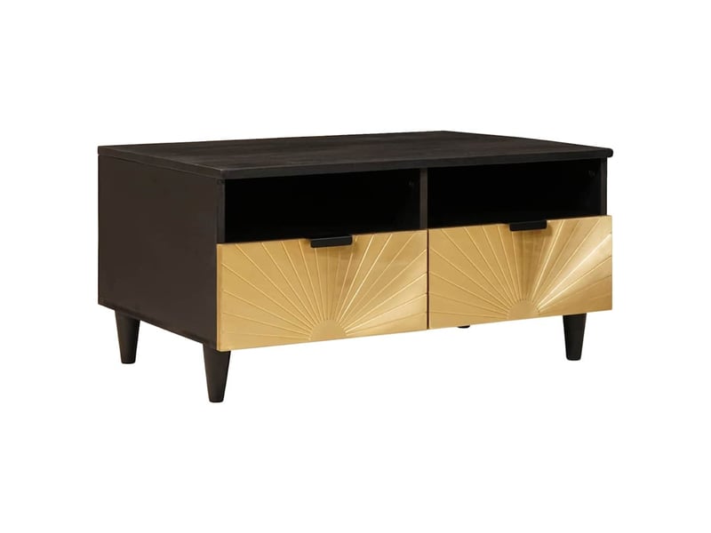 Table basse - table de salon - table à thé noir et or 40 x 33 x 46 cm bois d'ingénierie - Conforama B