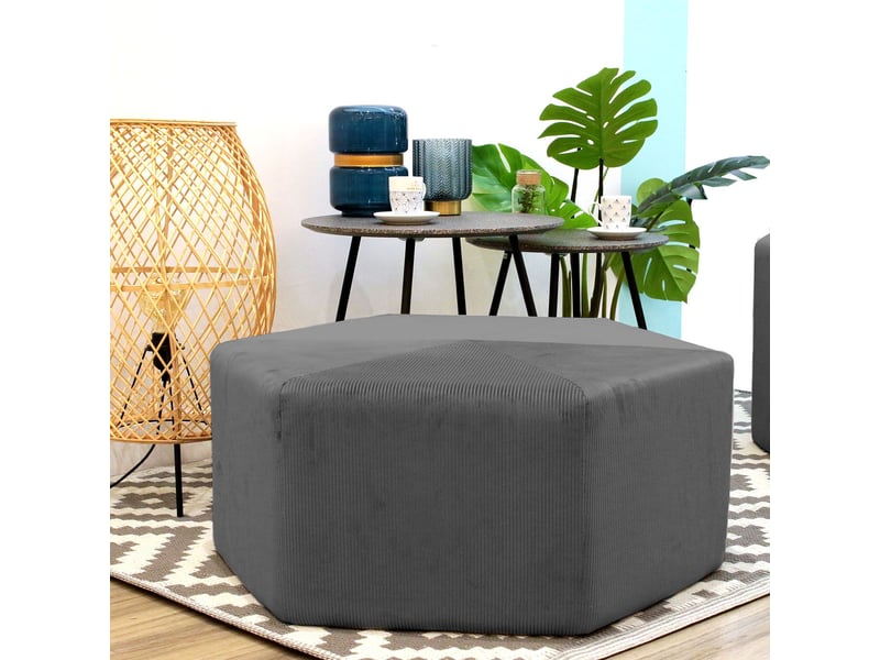  Pouf xxl design velours giulia - l. 75 x h. 30 cm - gris souris  - Conforama C