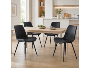 Lot de 4 chaises de salle à manger 42x47x83 cm, chaise cuisine, dossier ergonomique, assise confort, noir, pu+métal
