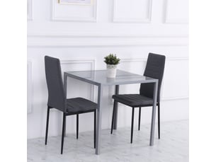 Table de salle à manger carrée pour 4 personnes avec plateau en verre et cadre en métal pour cuisine, 75 × 75 × 75 cm