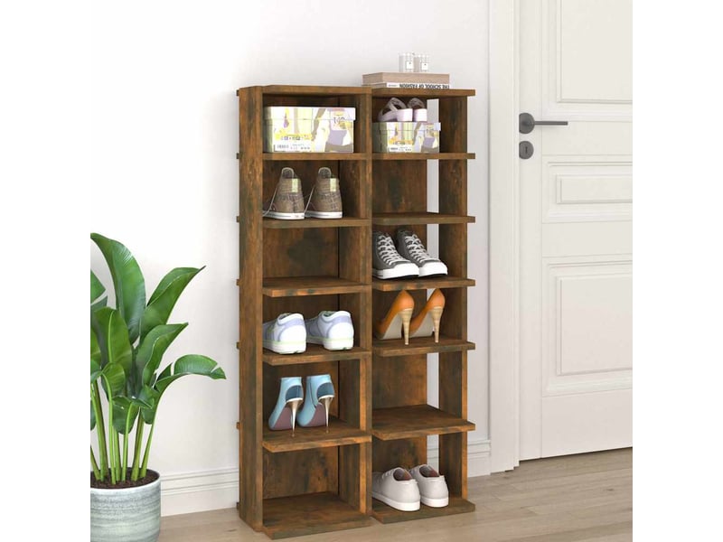  Étagères à chaussures 2 pcs chêne fumé 27,5x27x102 cm  - Conforama B