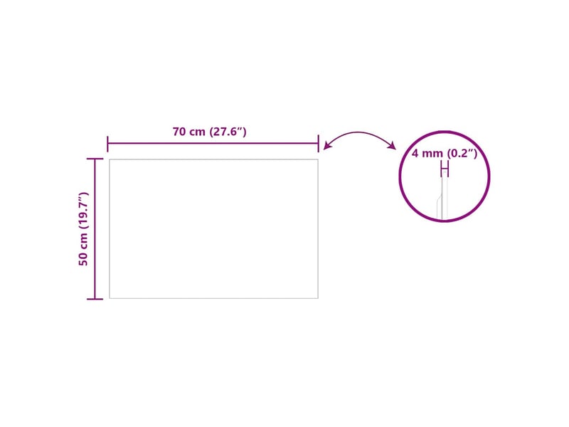 Miroir mural rectangulaire 70 x 50 cm verre trempé cf62870 - Conforama E