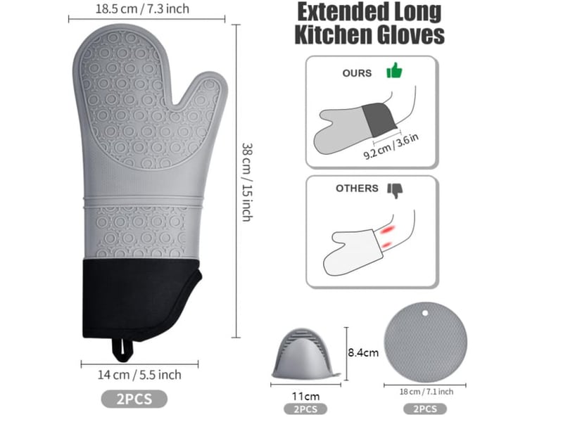 Lot de 6 maniques grises résistantes à la chaleur – silicone antidérapant - idéales pour cuisine et micro-ondes - Conforama C
