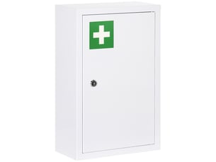 Armoire à pharmacie verrouillable avec étagères, structure en acier, 30 x 14 x 46 cm, blanche