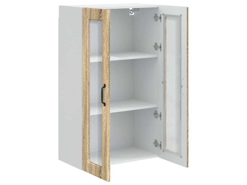 Meuble mural de cuisine, cabinet en verre mural chêne sonoma 60x31x100cm shl7404 - Conforama E