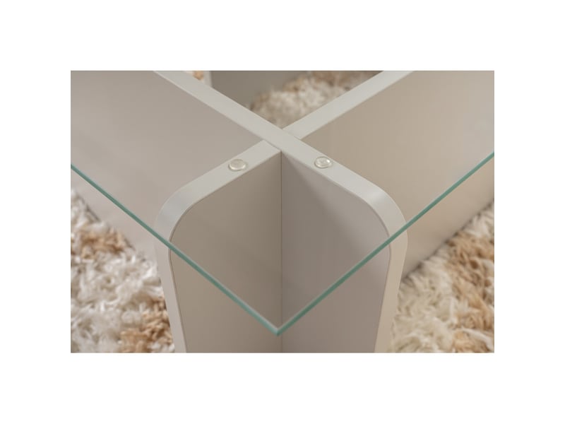  Table basse de salon en verre trempé et bois mdf mélaminé gris 105 x 65 x 30 cm  - Conforama E