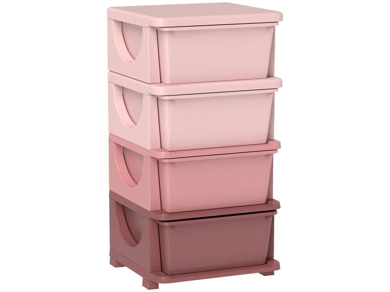  Organisateur de jouets pour enfants avec 4 tiroirs à 4 niveaux, boîtes de rangement en plastique, 37 x 37 x 76 cm, rose  - Conforama A