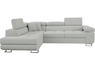 Canapé d'angle gauche convertible MENZZO Antoni 6 places Velours gris avec coffre de rangement