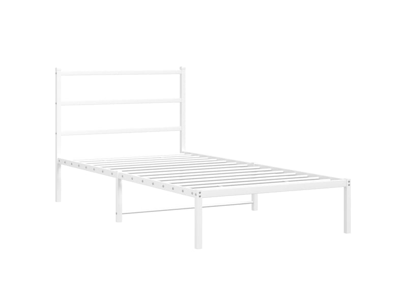  Lit simple- lit adulte -  cadre de lit métal sans matelas et tête de lit blanc 100x200 cm  - Conforama B