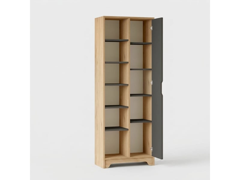 Colonne bibliothèque multifonction avec porte et étagères dairu - chêne - Conforama C