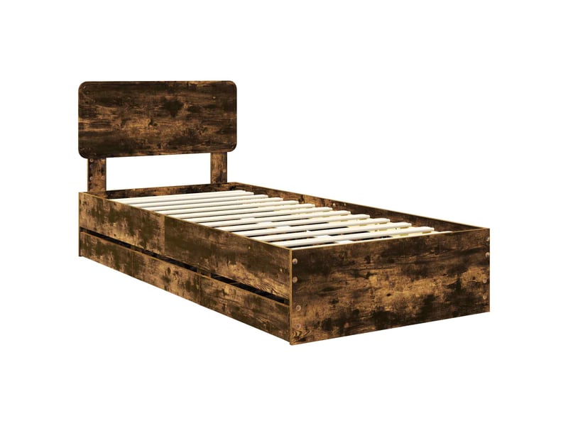 Lit simple- lit adulte - cadre de lit chêne fumé 100 x 200 cm bois d’ingénierie - Conforama C