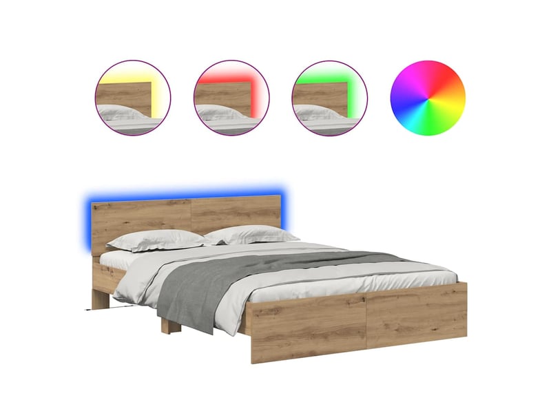  Lit double- lit adulte -  cadre de lit chêne artisanal 120 x 200 cm bois d'ingénierie  - Conforama A
