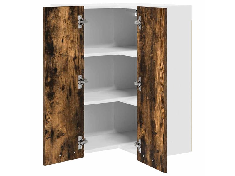 Meuble de rangement cuisine, armoire suspendue chêne fumé et blanc 57x57x80cm - Conforama E