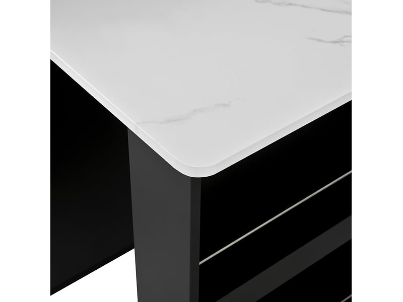  Table extensible avec 1 tiroir, niches ouvertes, led et prises usb pour cuisine et salle à manger, 128 × 71 × 92 cm  - Conforama E