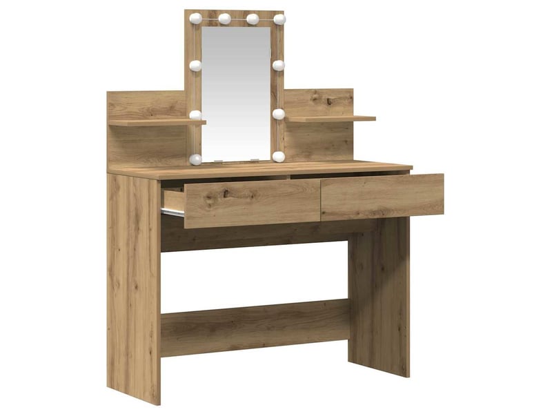  Coiffeuse, table de toilette chêne artisanal 100x40x130 cm shl30198  - Conforama E