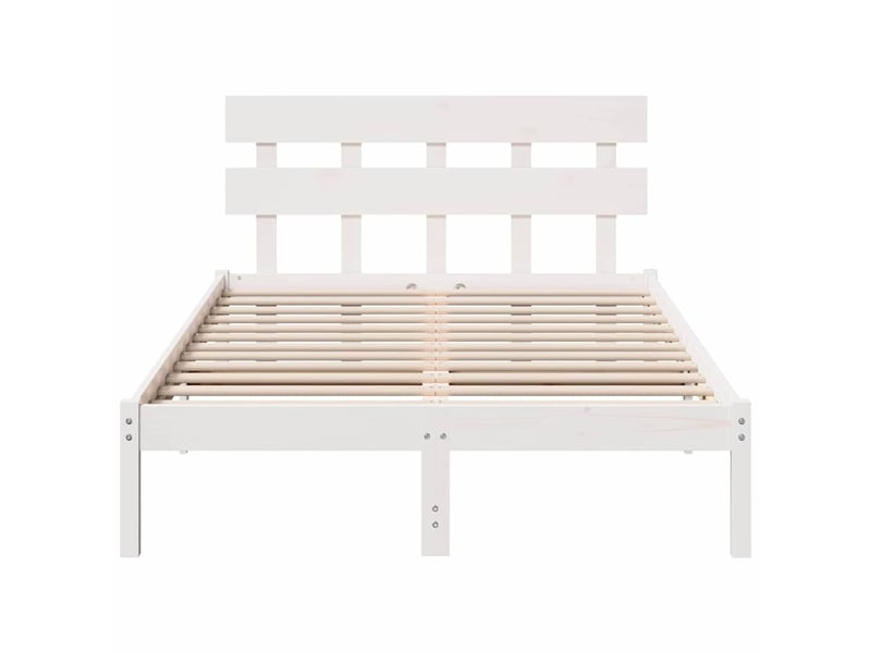 Lit double- lit adulte - cadre de lit blanc 120 x 190 cm bois de pin massif - Conforama D