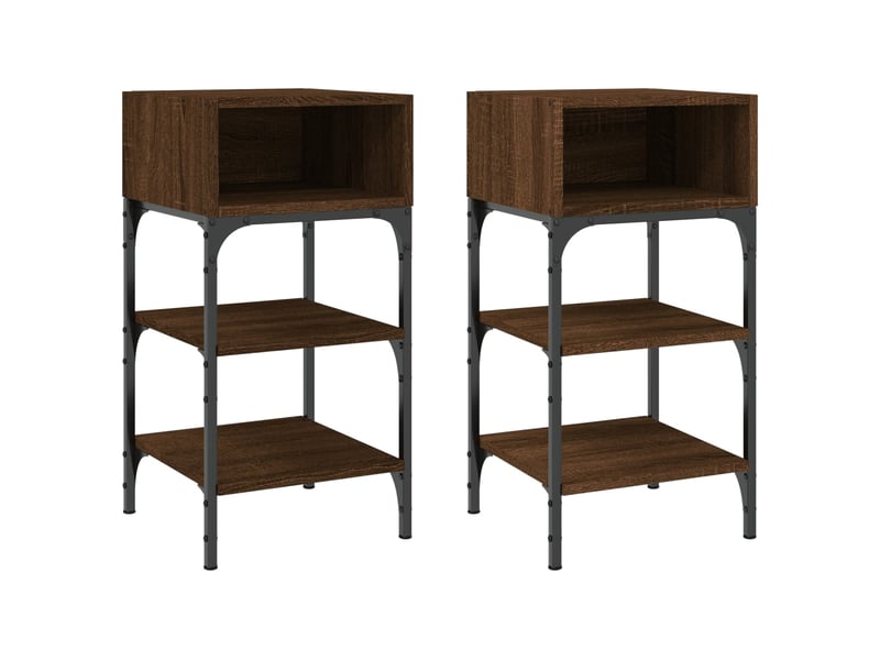  Lot de 2 tables de chevet - cabinet de chevet - table de nuit chêne marron 35x34,5x70 cm  - Conforama A