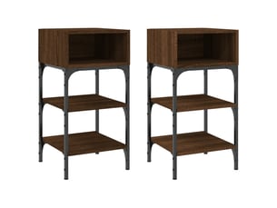 Lot de 2 tables de chevet - cabinet de chevet - table de nuit chêne marron 35x34,5x70 cm