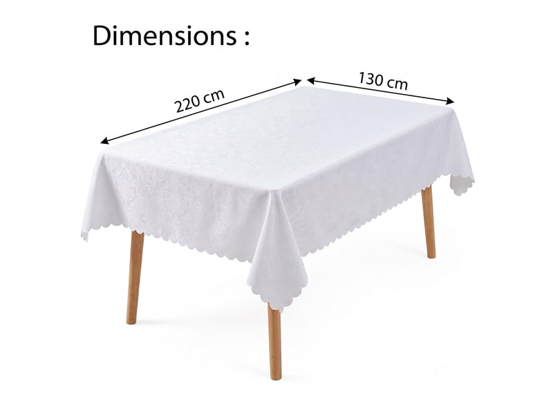 Nappe de table - 130x220 cm - nappe imperméable effet lotus et anti-taches - blanc - Conforama E