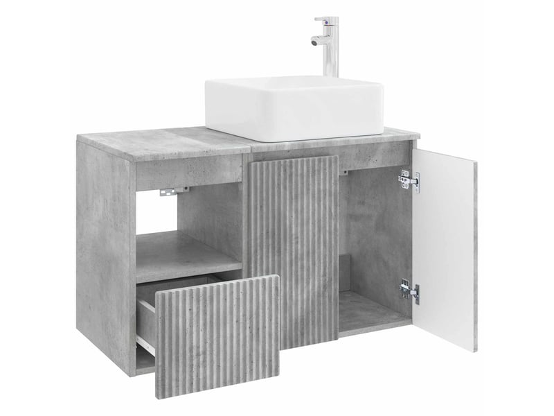 Ensemble de mobilier de salle de bain 2 pc gris béton cf64153 - Conforama D